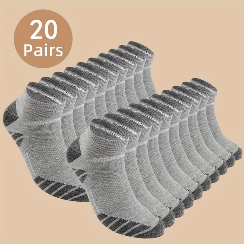 TEMU 20 Pairs Of Men's Anti Odor And Sweat Absorbing Socks, Comfortable And Breathable Socks, Suitable For Daily And Outdoor Wear, Suitable For All