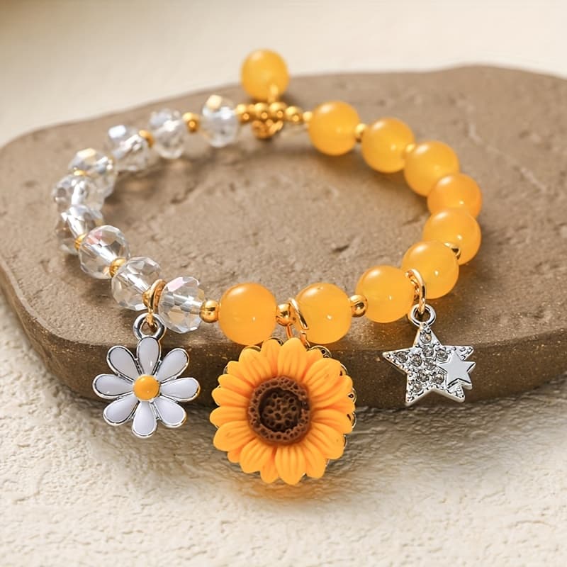 TEMU A Stylish And Fresh Bracelet Featuring Symbols Like Sunflowers And Daisies