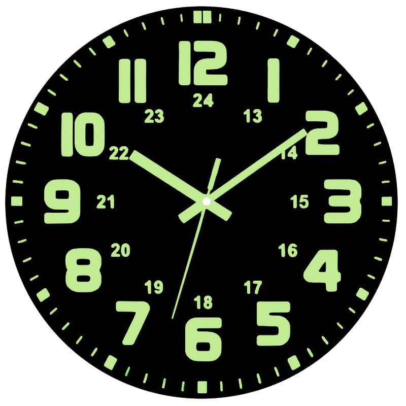 TEMU 1pc Luminous Wall Clock, 12 Inch Bedroom Luminous Vinyl Wall Clock, Silent Luminous Wall Clock, Room/kitchen Numbers And Hands, Black, Luminous Clock.