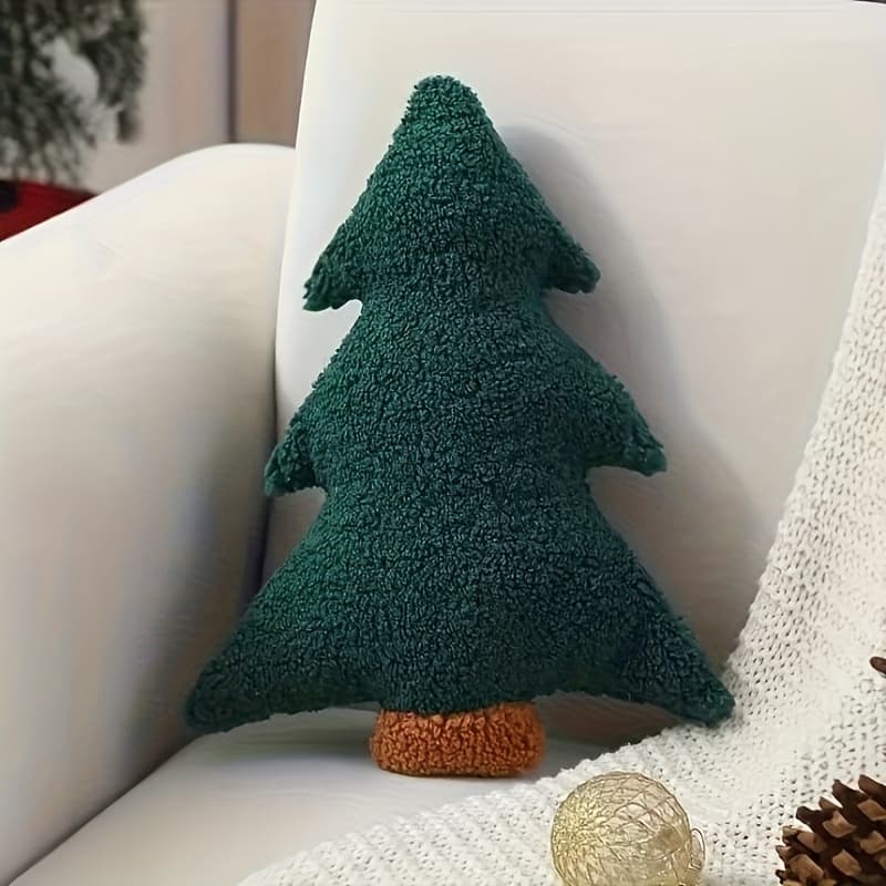 TEMU Christmas Pillows Green Christmas Tree Large Shaped Soft Plush Christmas Throw Pillow For Party Xmas Winter Sofa Cushion Cases