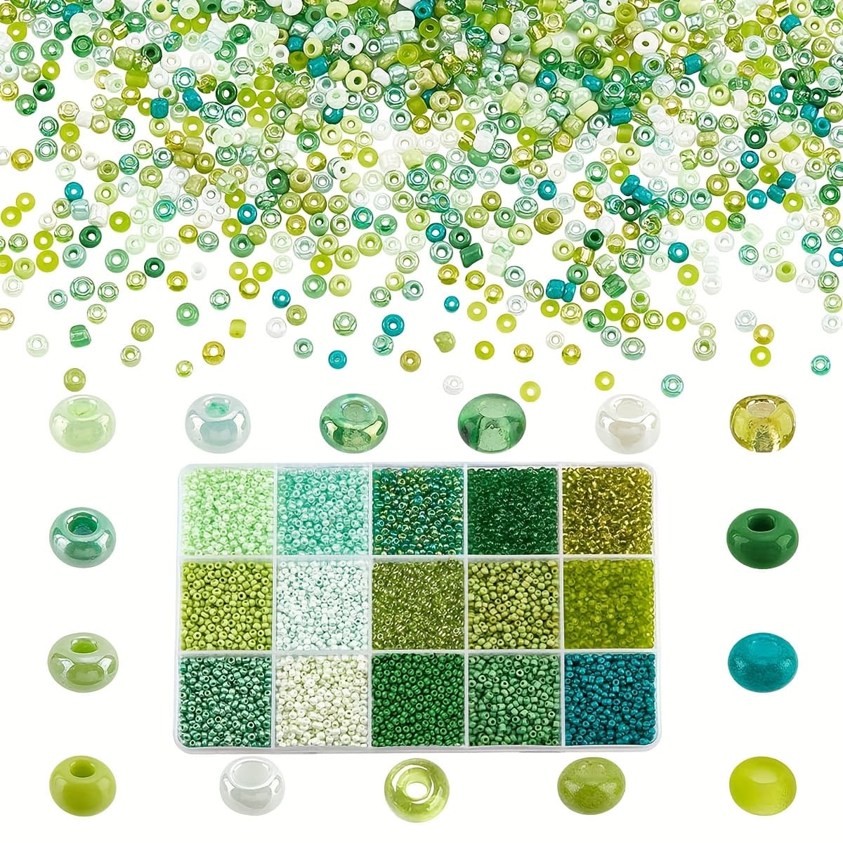 TEMU About 7200pcs 2mm Beads, Glass Round Mini Spacer Beads For Earrings, Bracelets, Necklaces, Eyeglass Chain Diy Crafts