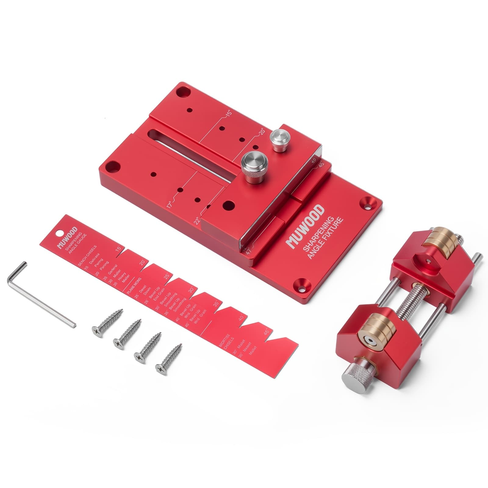 TEMU Muwood Chisel Sharpening Kit, Wood Honing Guide For Chisels And Planes Width 0.1" To 3.3" With Sharpening Angle Fixture, Angle Gauge From 15° To 45°