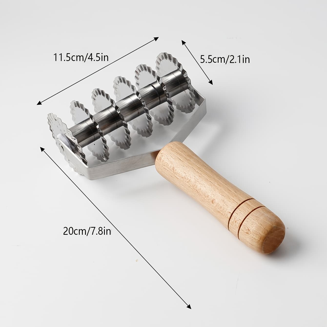 TEMU 1pc Stainless -wheel Cookie And Noodle Cutter With Wavy Wood Handle - Manual Cutting Wheel For Baking And Kitchen Accessories