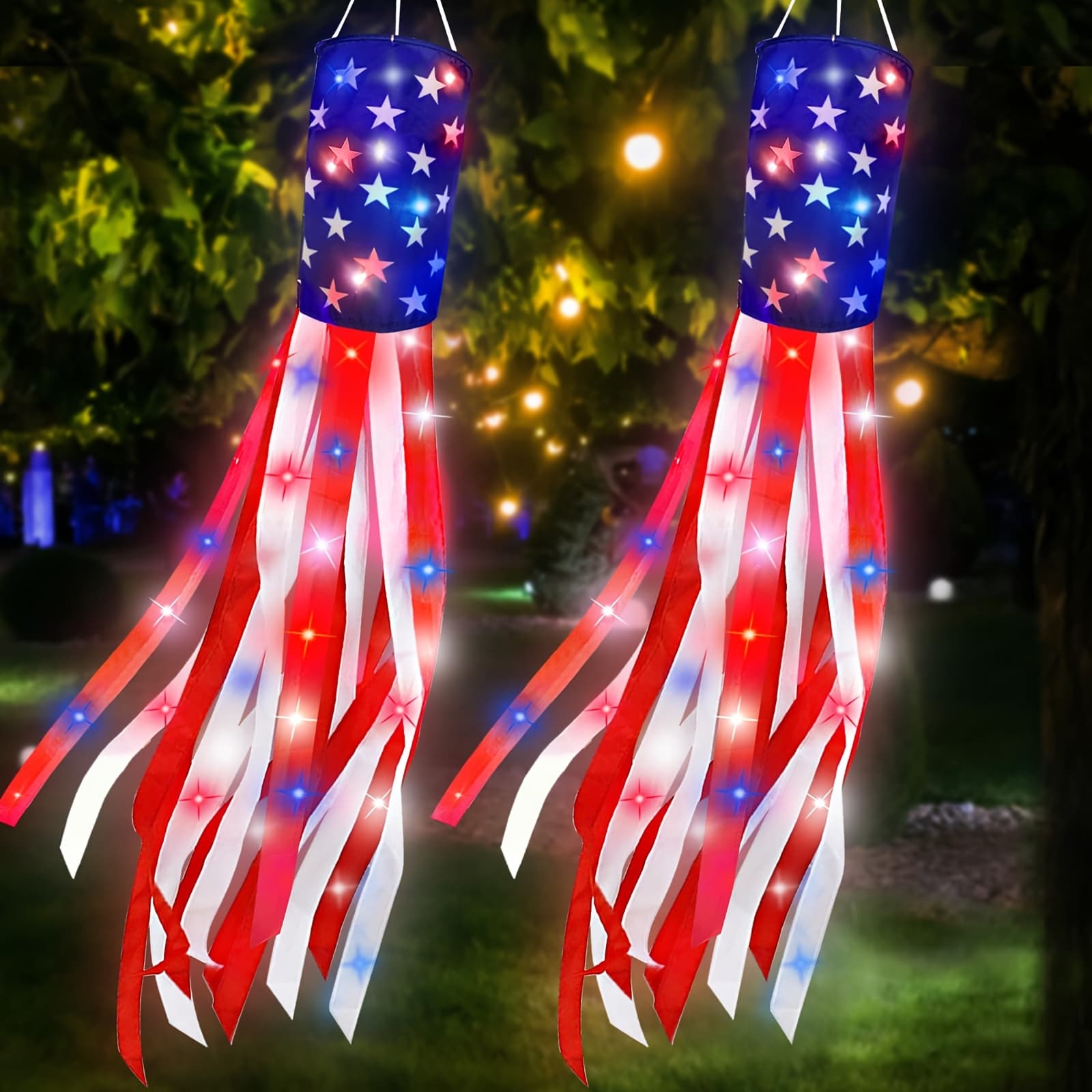 TEMU 2pcs 250th Anniversary Usa, American Flag Windsock, Stripes Patriotic Windsock Hanging Decorations Memorial Day Day