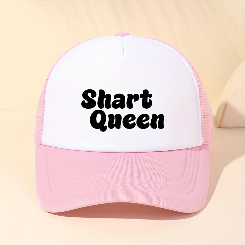 TEMU 's Letter Print Mesh Baseball , Fashionable Trucker Hat Women's Outdoor Hat Adjustable Hat , Suitable For Outdoor Sports Camping Fishing