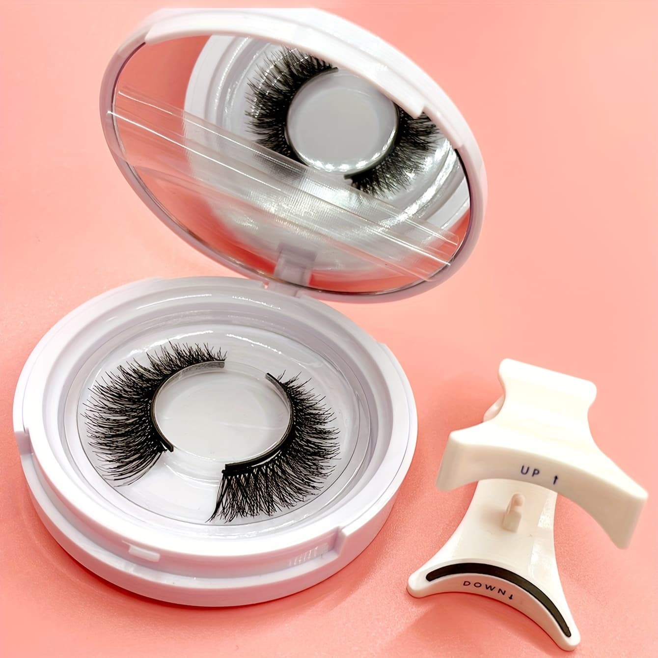 TEMU 1 Pair Magnetic False Eyelashes - Natural , Thick Volume, Reusable With Secure White Band & Storage Case - Long-lasting, Design For , Magnetic Eyelashes Reusable