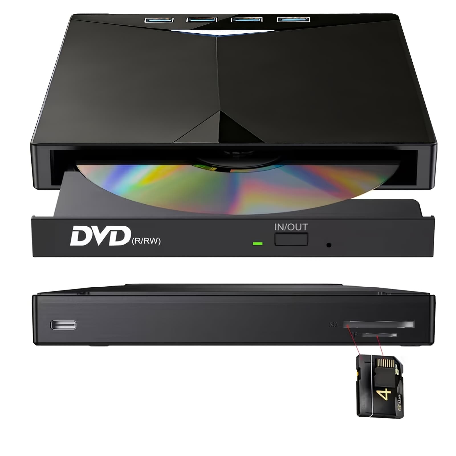 TEMU External Cd/ Dvd Drive For Laptop, Usb 3.0/ 2.0dvd Player Portable Cd/ Dvd Burner, Cd-rw Drive Dvd-rw Burner Writer Player For Laptop Notebook Pc Desktop Computer