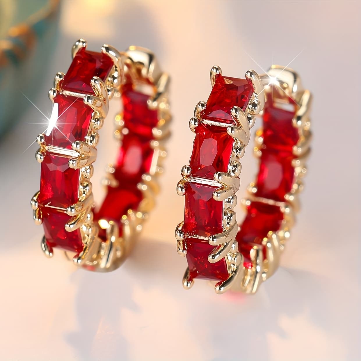 TEMU A Pair Of Exquisite And Stylish Classic Synthetic Zirconia Earrings Suitable For Wearing At Parties And Weddings