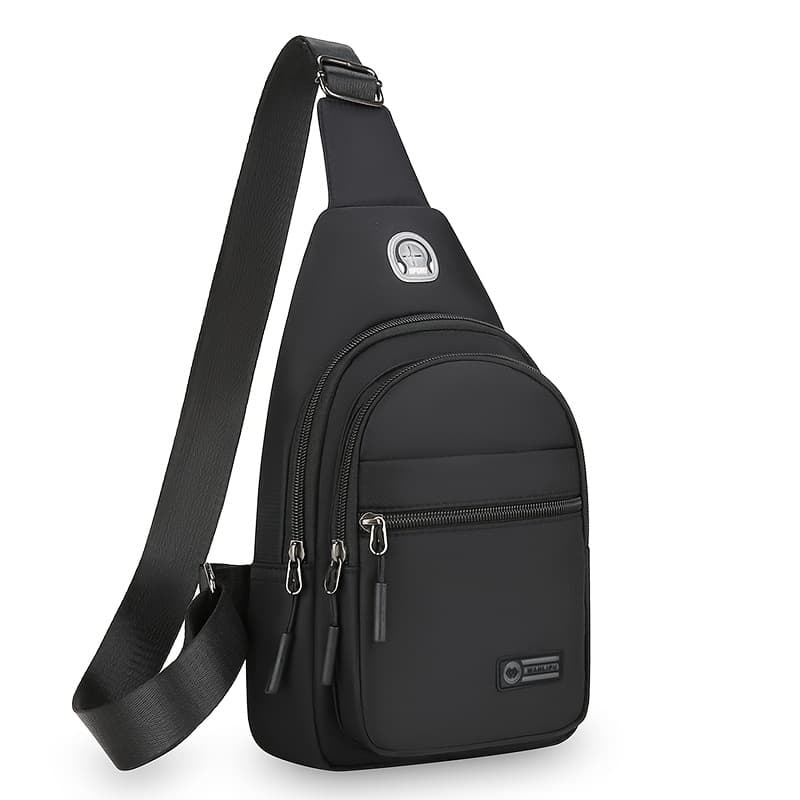 TEMU Shilan Men's Casual Nylon Chest Bag - Adjustable Crossbody Backpack With Zipper Closure, Multiple Compartments For Outdoor Sports, Daily & Cycling, Material