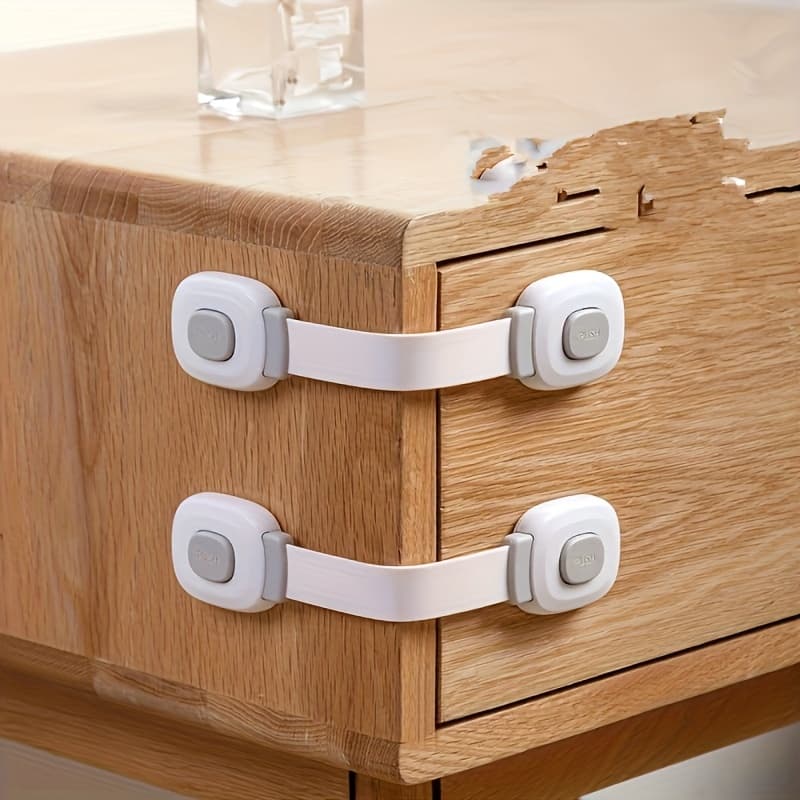 TEMU 2pcs Safety Locks, Drawer Protector Latches, Anti-pinch Unlocking For Refrigerator Cabinet Doors