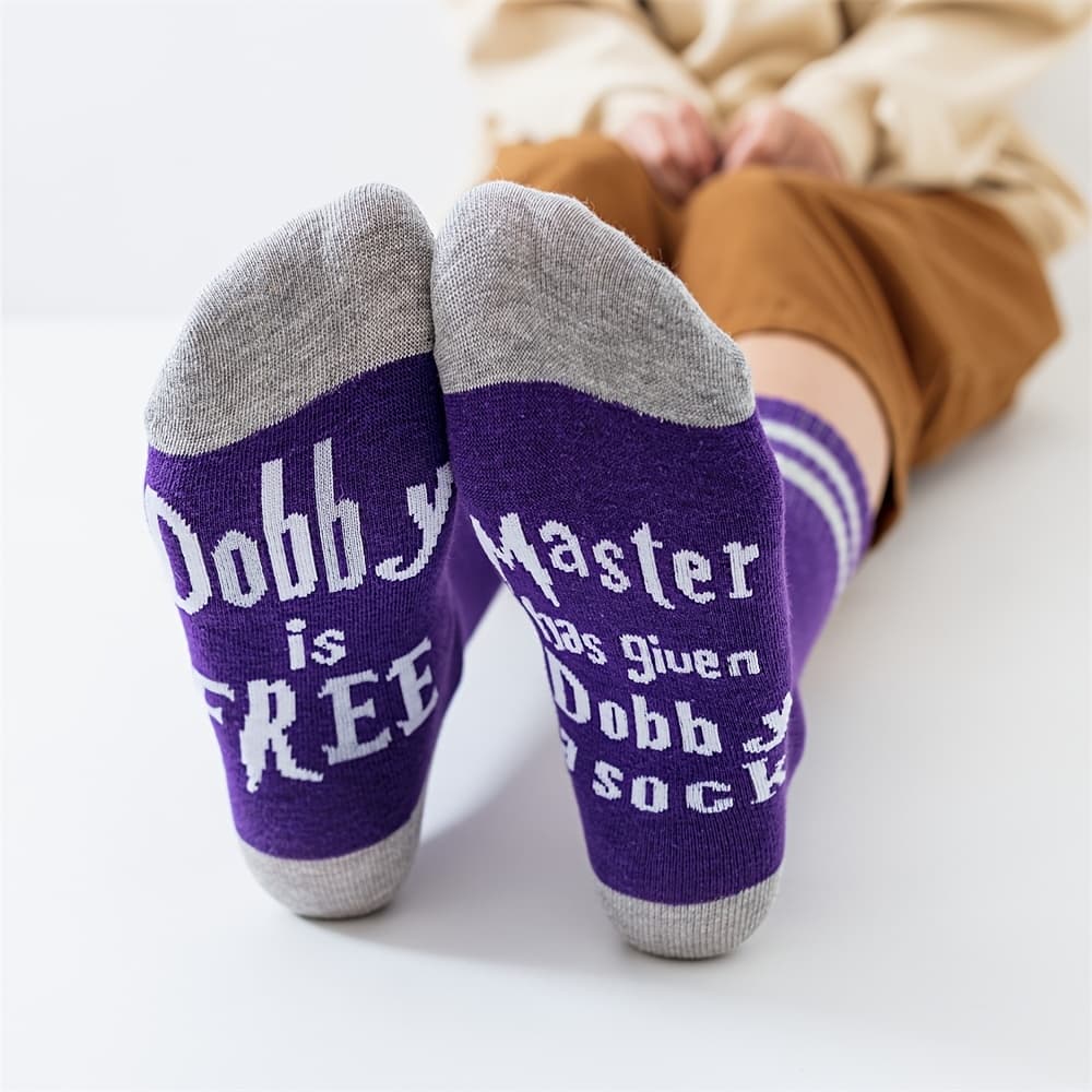 TEMU 1 Pair Unisex Novelty Socks, Comfortable Breathable Polyester Blend, Knitted Letter Pattern, Style, Suitable For All , Men's Outdoor Wear, Birthday Gift For Women