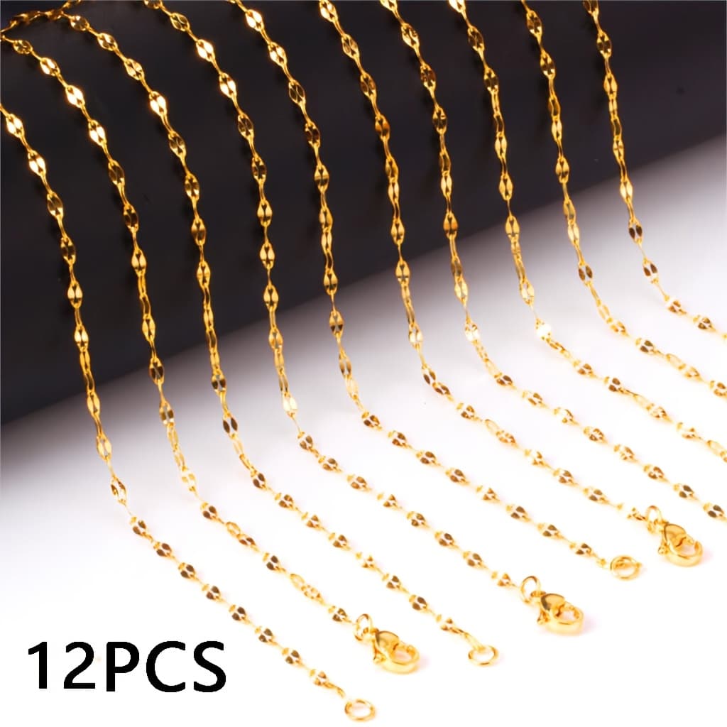 TEMU 12pcs Stainless Steel Women's Fashion Lip Chain Necklace, Easy And Elegant, Waterproof And Fade-resistant, Is An Exquisite Jewelry Gift For Lovers