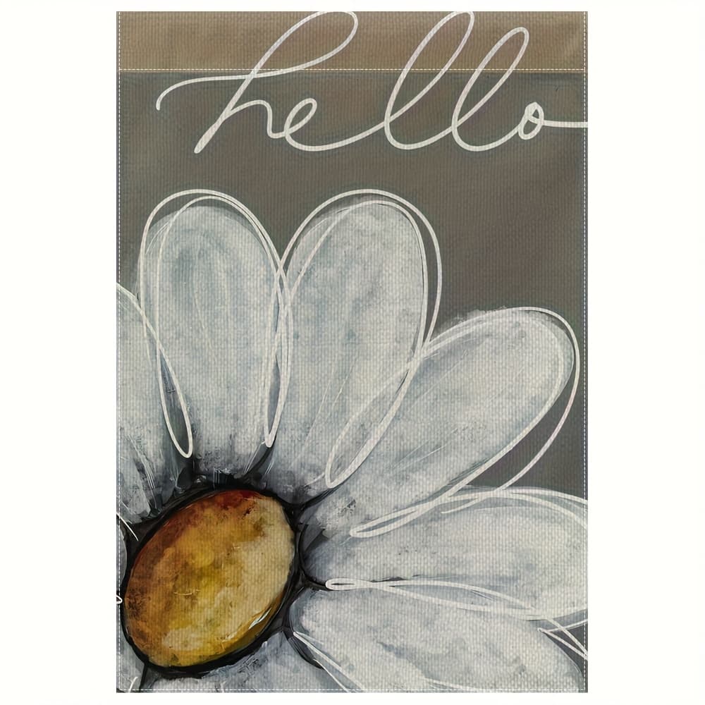 TEMU Hello Daisies Double-sided Garden Flag - Durable Polyester, 12x18in, Easy Spring& & Yard Decor, No Pole Needed
