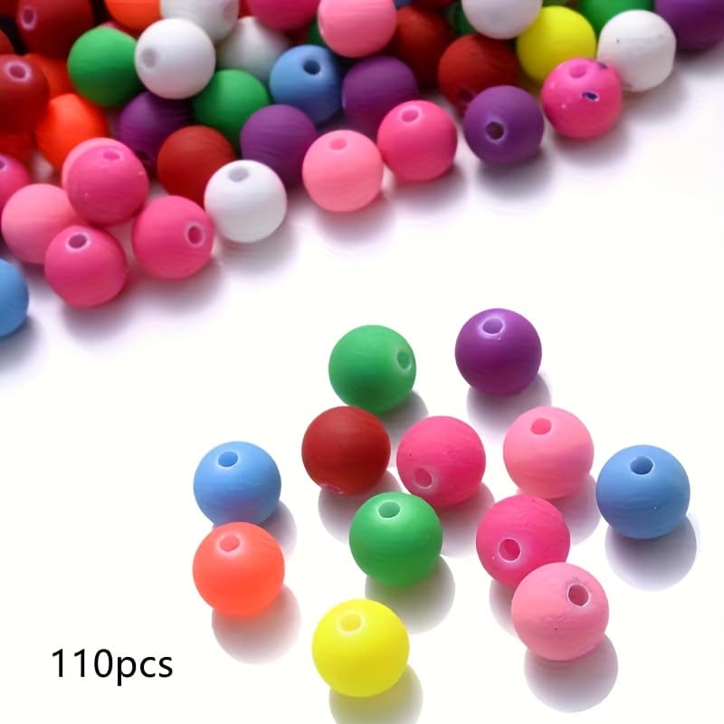 TEMU 110pcs 8mm Mixed Color Rubber Beads, Minimalist Style, Used For Bracelets, Small Gifts, Bead Jewelry Making Supplies