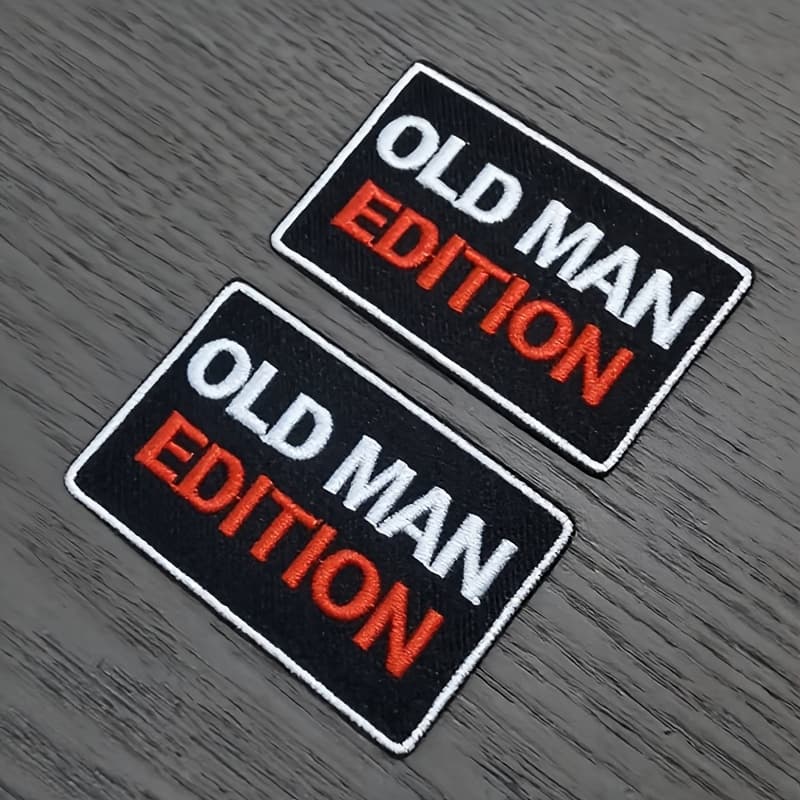 TEMU 2pcs Old For Man Edition Embroidery Diy Patch Badges For Backpack Hat Clothes Punk Embroidered Patches For Clothing Hat Backpack