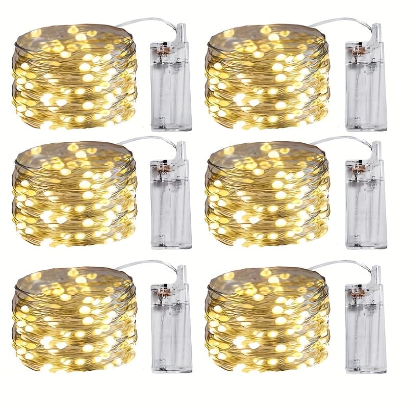 TEMU 4/6 Tale String Lights Batteries, 10 Feet 30led Firefly Light Mini Flashing String Lights For Weddings, Christmas, Birthdays, Parties Mason Jar Decoration, Warm White, Without Batteries
