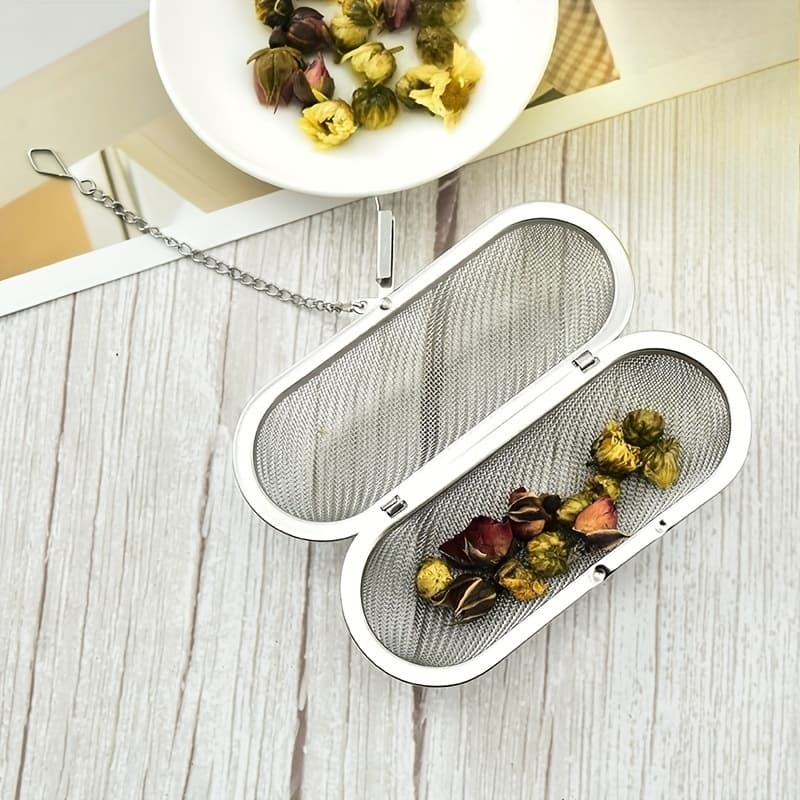 TEMU 1pc 304 Stainless Steel Large Tea Infuser For Loose Leaf Tea And Spices - Extra Fine Mesh Strainer For Cooking And Brewing - Perfect For Black Tea, Rooibos, And More