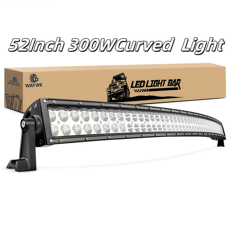 TEMU 52inch 300w Led Light Bar Curved Flood Combo Led Driving Lamp Off Road Lights Led Work Light For Trucks Boat For Lamp Nilight, Without Battery
