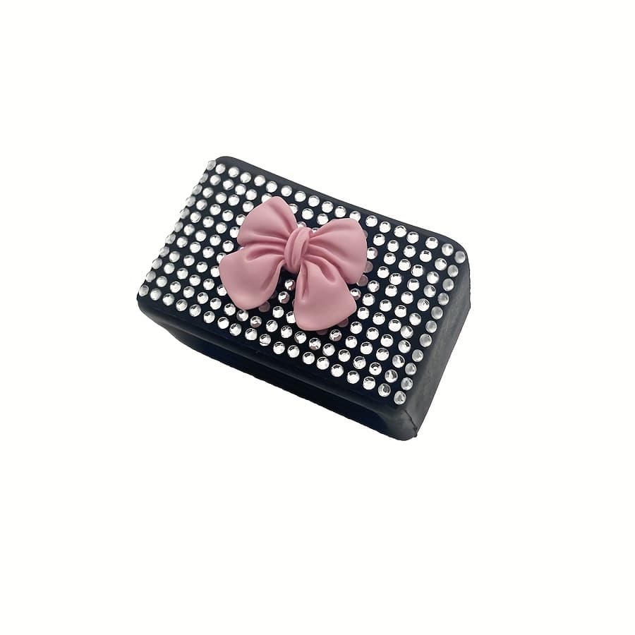 TEMU 1pc Sparkling Car Accessory Women' Seat Belt Socket Cover Car Decoration, Bow Pattern Seat Belt Protector, Scratch-resistant, Car Interior Decor