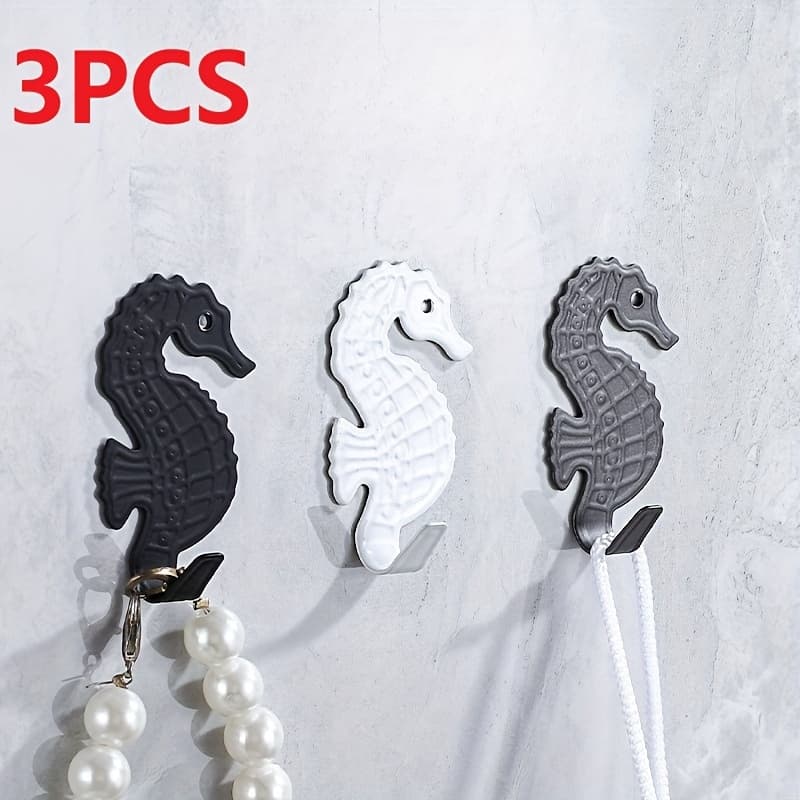 TEMU 3pcs Hook, Strong Bonding, No Drilling Required, Clothing Hook, Kitchen Bathroom Door Hook, Seamless Storage Hook, Bathroom Hook