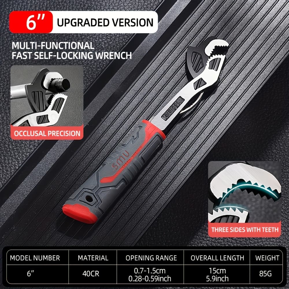 TEMU Airaj Self-locking Wrench, Adjustable Pipe Wrench, 6 8 10 12 Inch Self-locking Adjustable Wrench, Non-slip Grip, Made Of Chrome Vanadium Steel