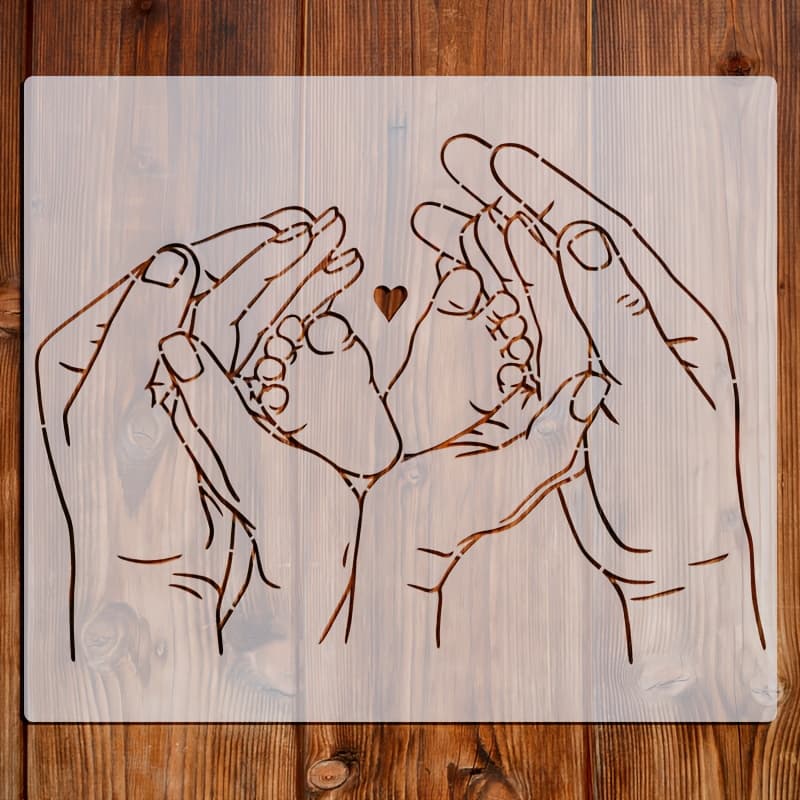 TEMU 1pc Home, Hand And Foot Template, 14x12 Inches Large Size Reusable Home Decor Painting Stencil, Suitable For Fabric, Wall, Picture Frame, Painting, Stationery, Crafts
