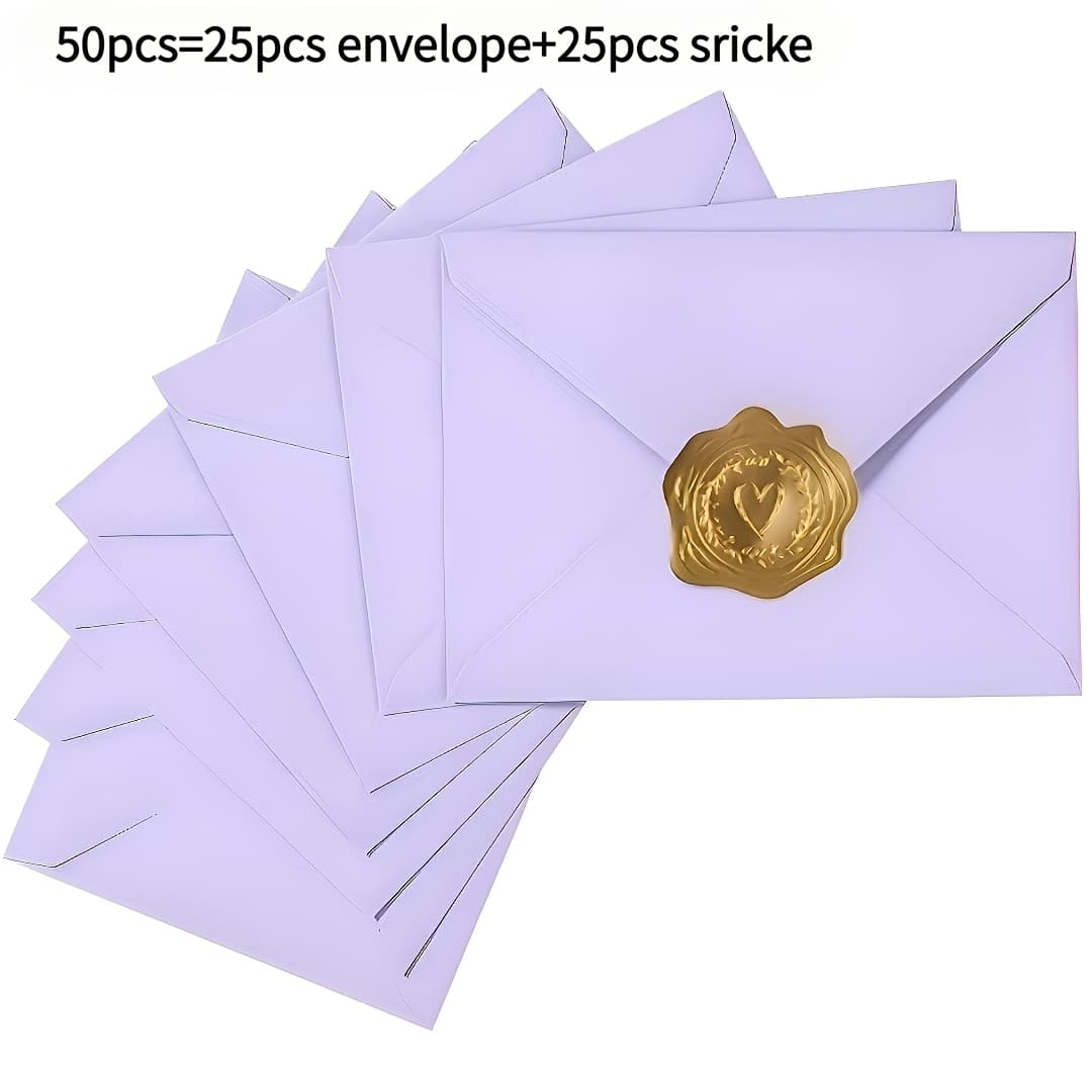 TEMU 50pcs Including 25 A4 Envelopes+ 25 Golden Stickers. Paper, Suitable For Weddings, Birthdays, Graduations, Business Invitations, Thank-you Cards, Holiday Greetings, Christmas, Hallowee