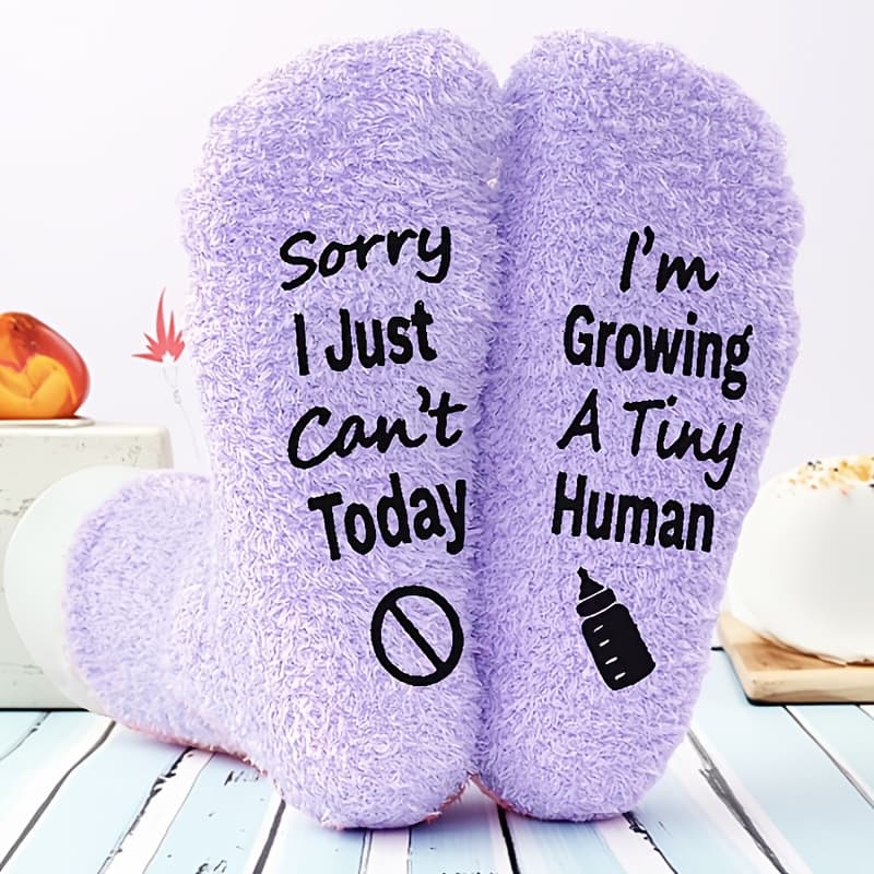 TEMU 1-pair (or Suitable For) Men's & ' Funny "sorry I Just Can', A " Novelty Socks - Pregnancy Announcement Socks For , Funny Gift For Birthdays, Retirement, Milestones - Hand Wash/ Dry
