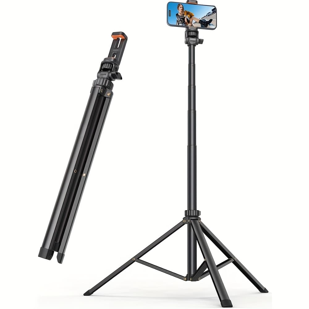 TEMU 71 Inch Cell Phone Tripod And Selfie Stick, Expandable Cell Phone Tripod Mount, Universal Cell Phone Clip And 180 Degree Swivel, Easy To Carry, Compatible With Cell Phones, Camera Ring Lights