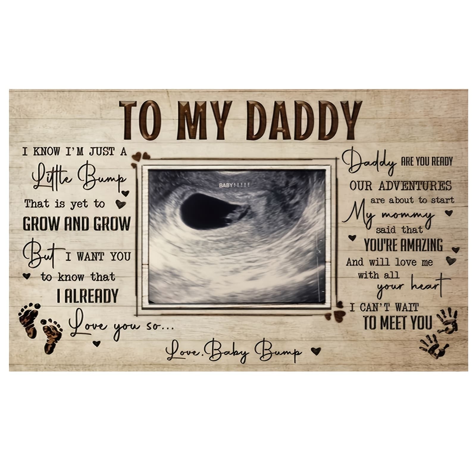 TEMU 2d Flat, 1pc Unframed Canvas Art Print - "to My Daddy" Message, 30.48x45.72cm Ultrasound Wall Decor For Bedroom & Living Room, Perfect Gift From , Room Wall Art