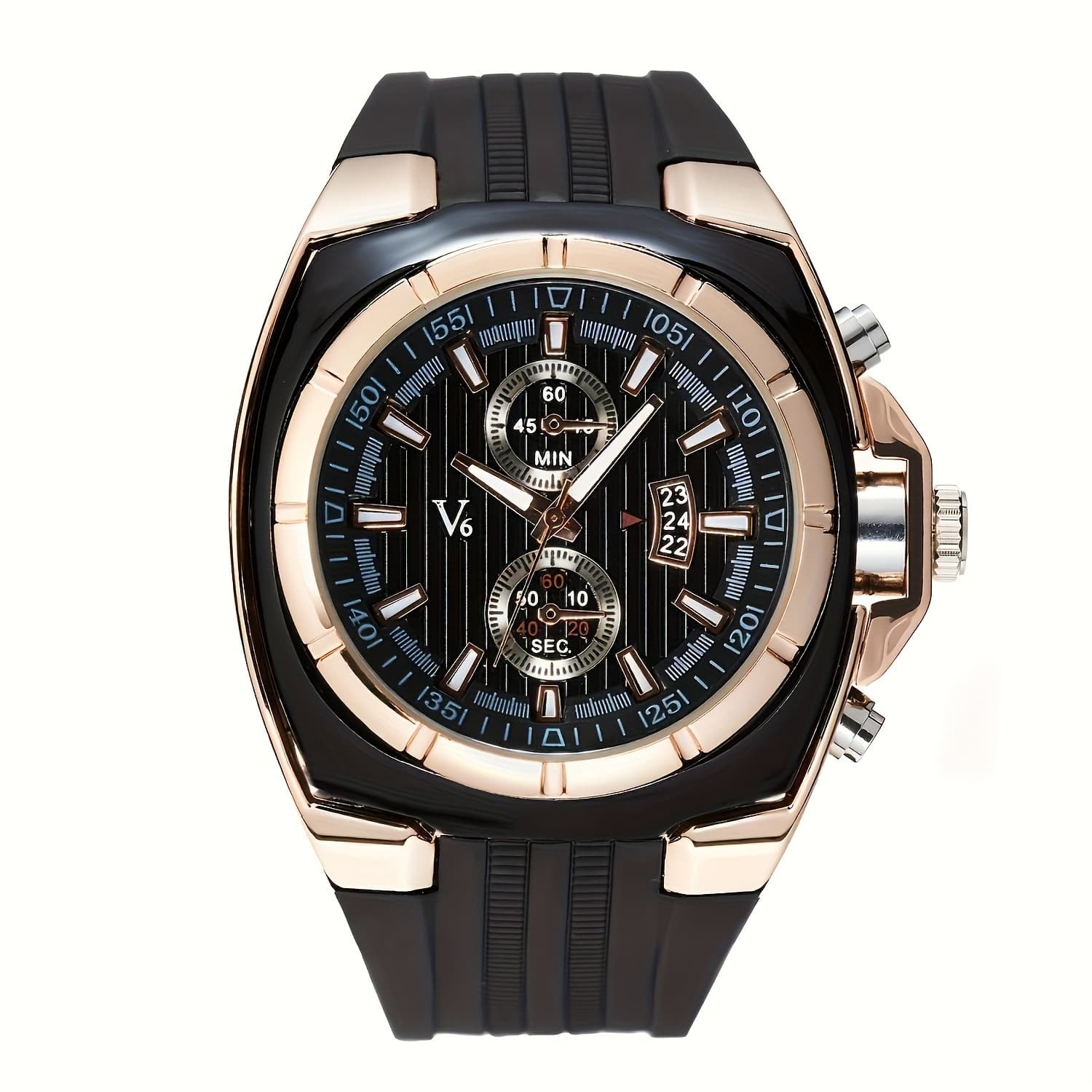 TEMU Men's Stylish Sports Watch With Soft Silicone Strap, Quartz Movement, Date Display And Feature
