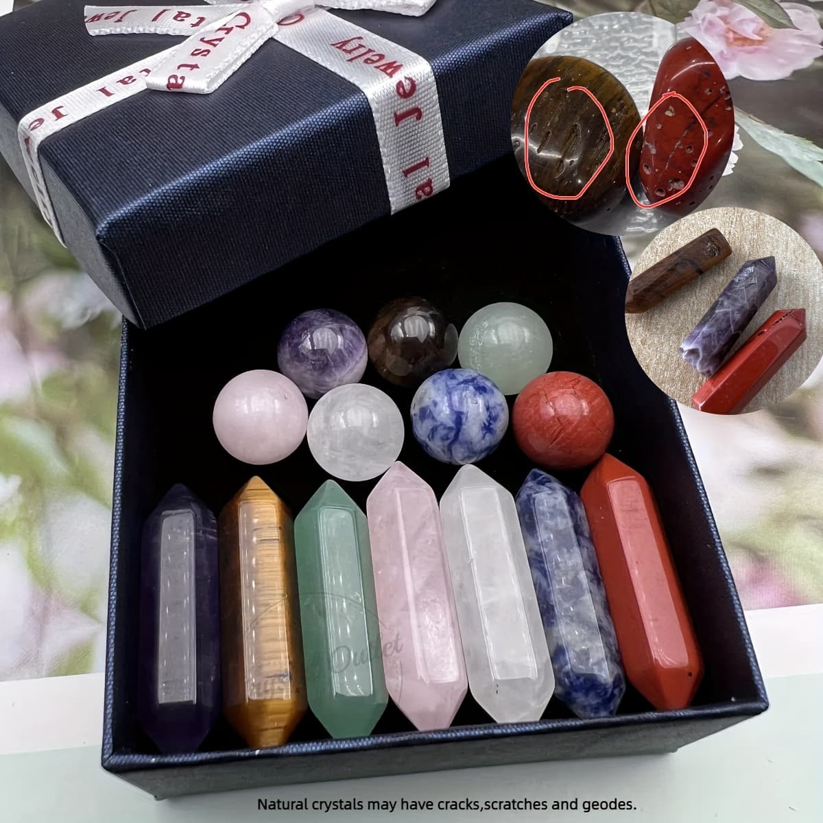 TEMU 14pcs Natural Stone Set 7 Chakra Loose Gemstone