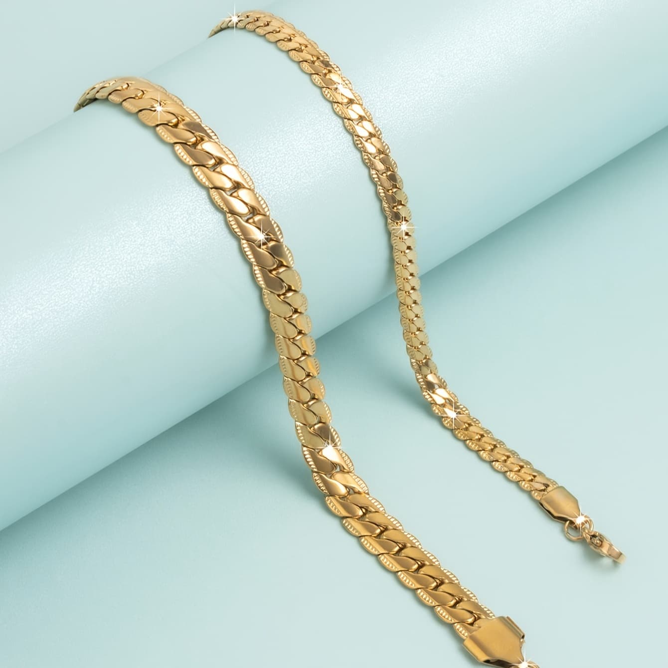 TEMU 2pcs 18k Gold Plated 304 304 304 Stainless Steel 2 Couple Style Unisex Bracelets Minimalist Daily Wear And Gift Jewelry