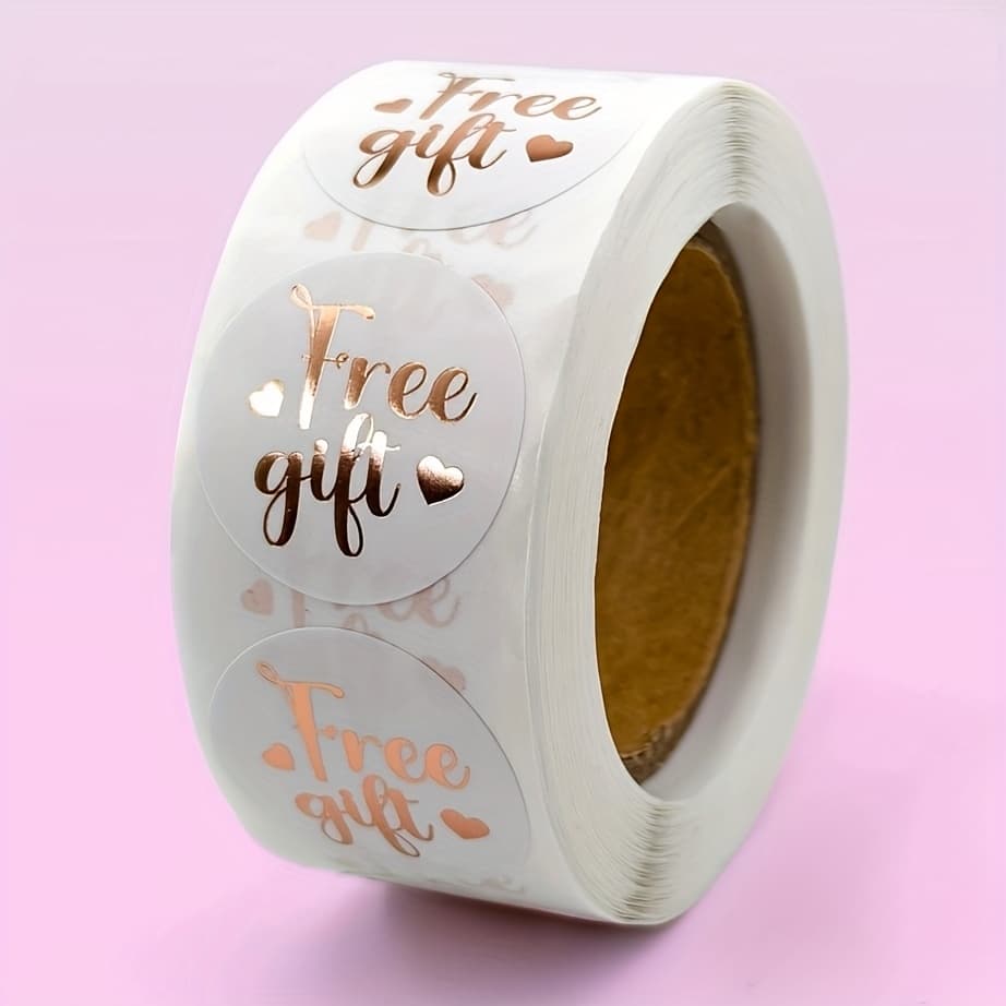 TEMU 500pcs/roll Rose Free Gift Sticker For Small Business Gift Seal Labels Shipping Sticker For Decoration Envelope
