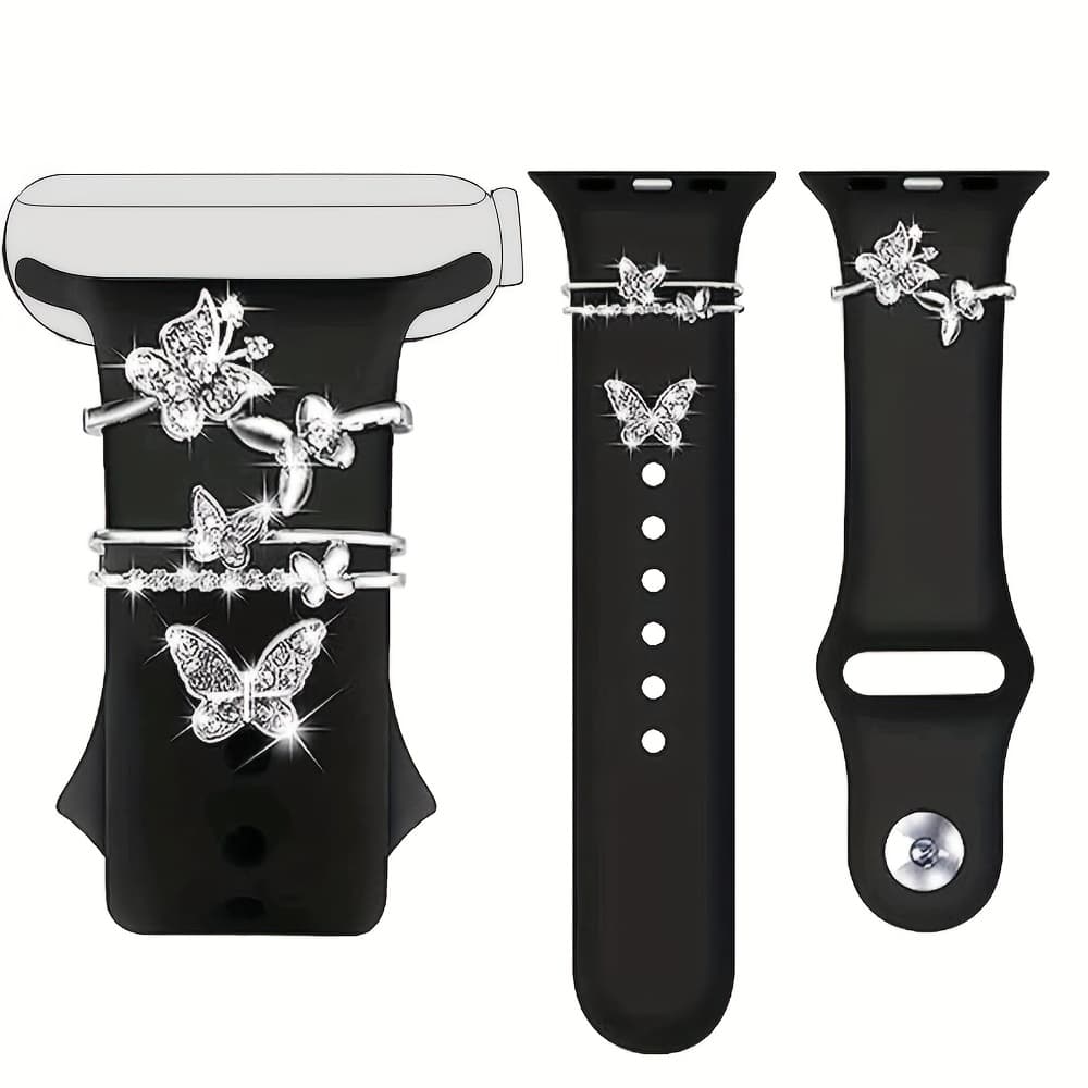 TEMU 3pcs New Women's Watch Double-layer Hollow-out Decorative Rings With Decorative Studs, In Multiple Colors Including And Flower Designs, Suitable For Watch Band Decorative Rings