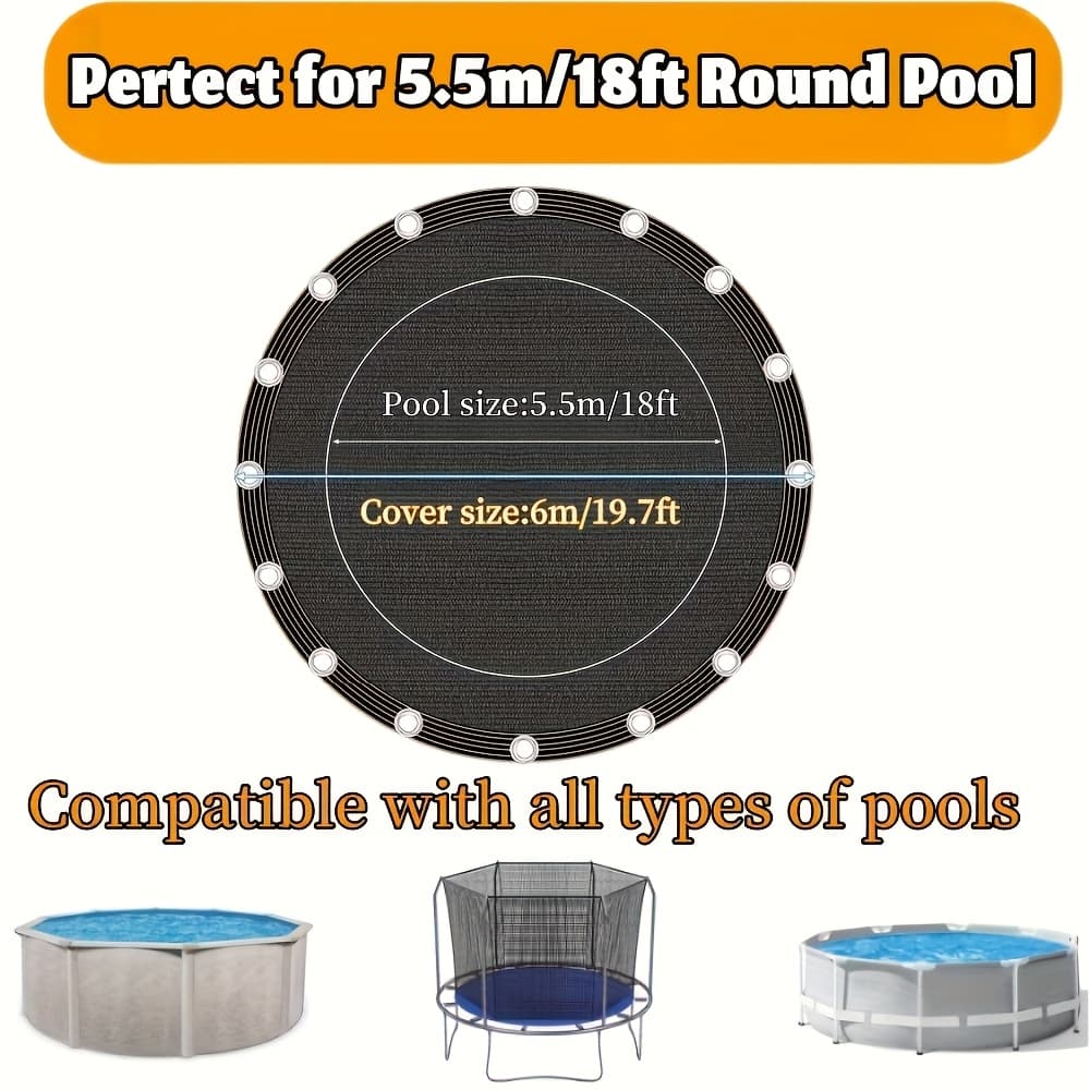 TEMU 1pc Round Leaf Net Pool Cover For Above Ground Pools, Mesh Cover To Catching Leaves, Mesh Tarp With Grommets, Resistant Garden Sun Shade Netting(only Cover)