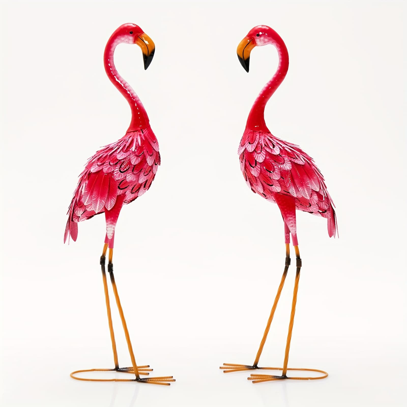 TEMU Costway 2-piece Pink Metal Flamingo Garden Statue Sculpture Set With U-shaped Stakes