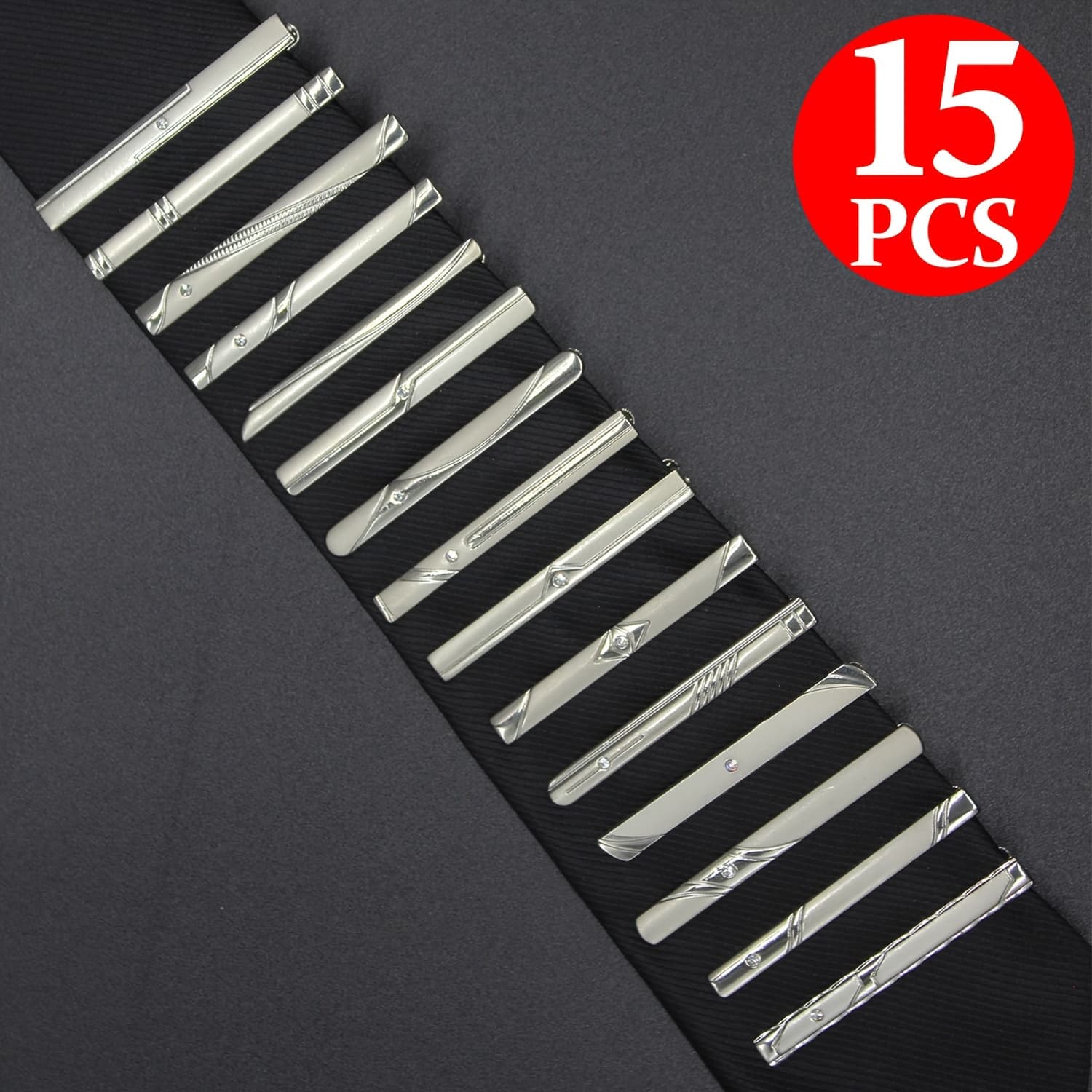 TEMU 15pcs Tie Clips For Men's Dress Business Suit Fashion Metal Necktie Clips