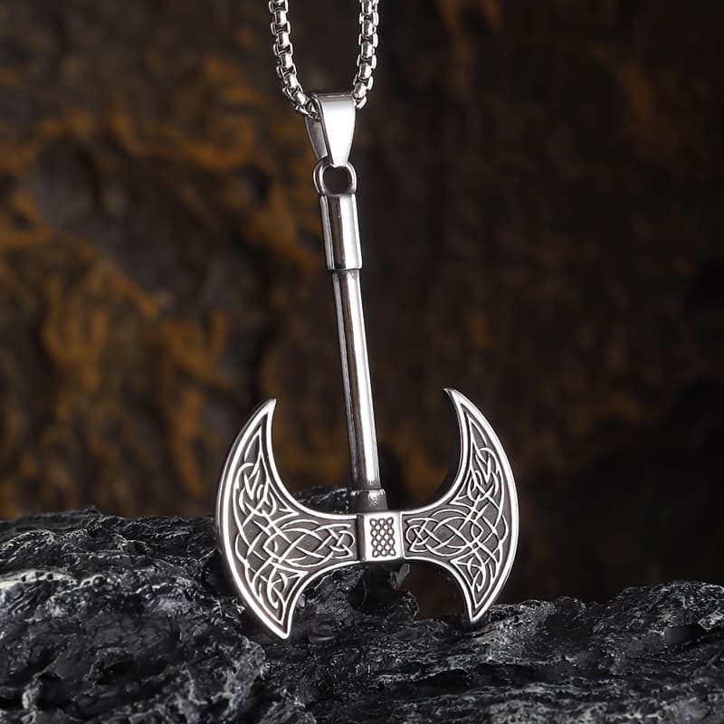 TEMU 1pc Retro Celtic Knot Axe Pendant Necklace For - Stylish Alloy Jewelry With Intricate Design, Edgy Casual Fashion Accessory, Perfect Gift For Casual Attire