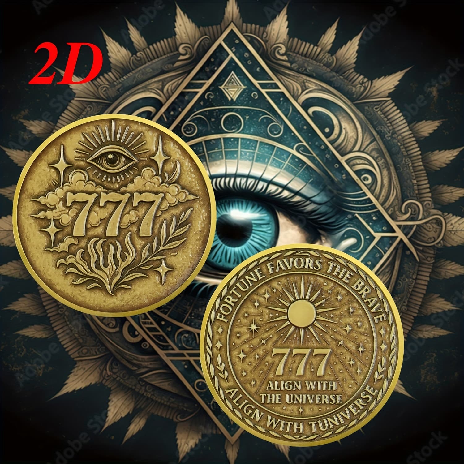 TEMU 2d All- Eye Coin | 777 Number Coin | Wealth Favors | Universe And Alignment Commemorative Coin | Exquisite Carving With Mysterious Symbols And Star Patterns | Symbol Of Fortune And | Gift For