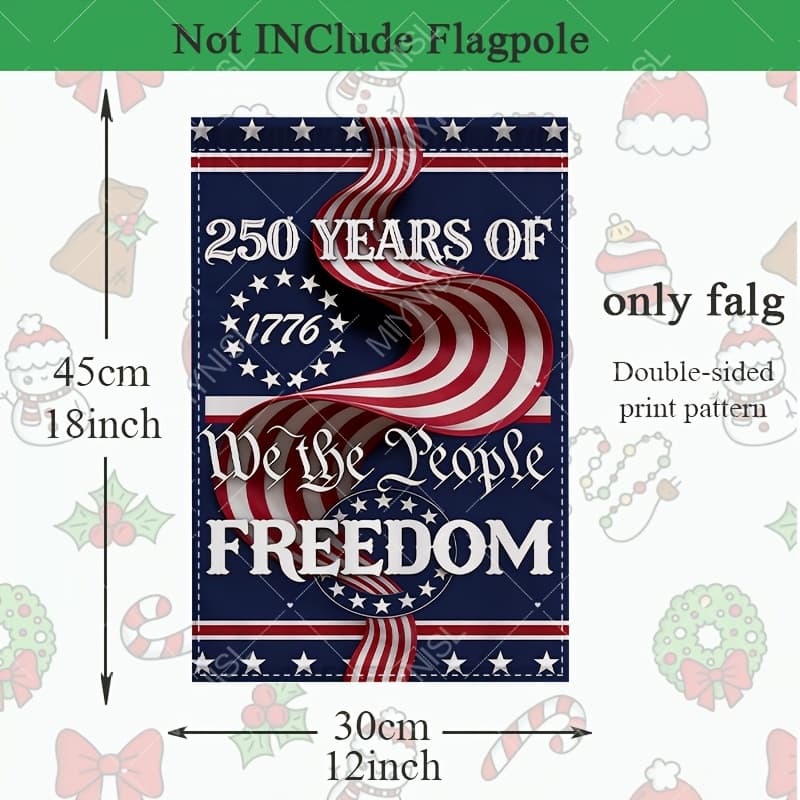 TEMU 2d Flat, 1pc Commemorative 250th Anniversary Of American Double-sided Garden Flag, Embodies The Of , Colorful Design Showcases Flag And Famous Symbols Of , Patriotic Decor