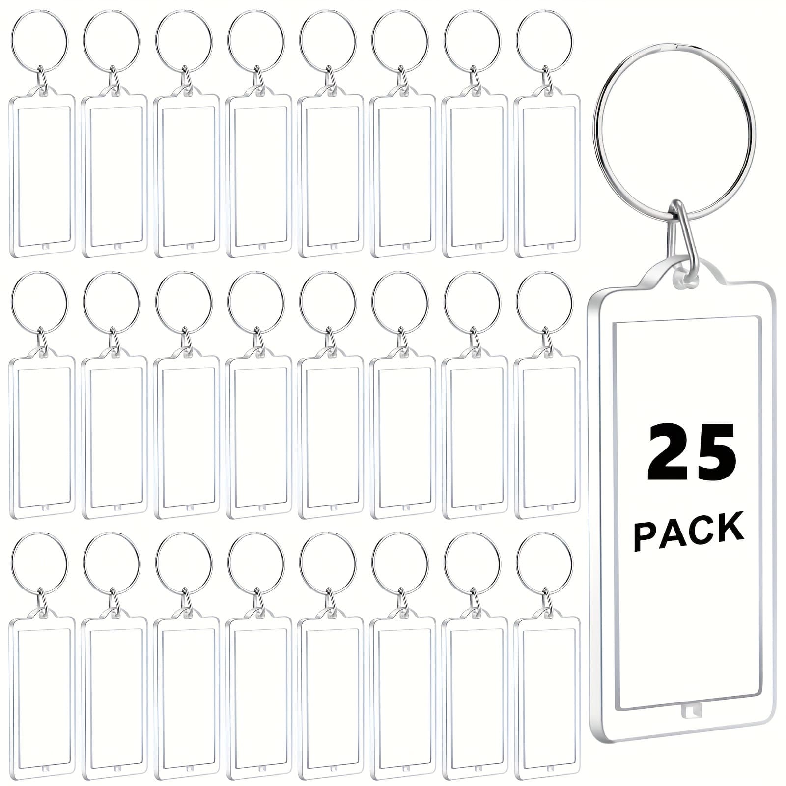 TEMU 2d Flat, 25 Packs Clear Acrylic Keychain Blanks Without Photo Inserts, Diy Keyrings For Couples, , Party Favors, Wedding Gifts
