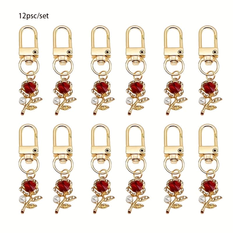 TEMU 12 Red Rose Keychains, Couple Keychains, Women's Handbag Accessories, Valentine's Day Gifts For And Mothers