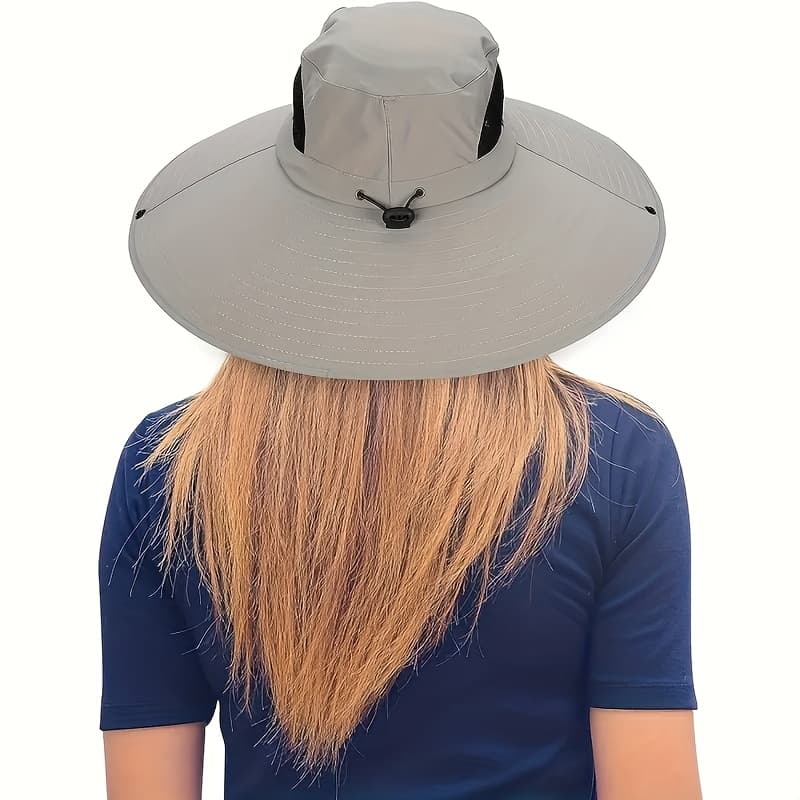 TEMU 1pc Breathable Summer Wide Brim Hat, Adjustable, Ideal For Outdoor Activities, Cycling, And Beach Use, Beach Accessories| Adjustable Headgear| Breathable Fabric