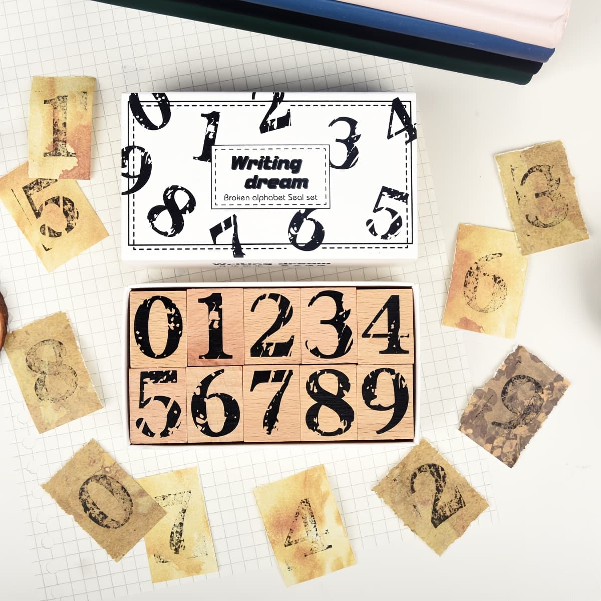 TEMU 1 Set Of Retro Broken Number Wooden Stamps For Diy Art Hand Painting, Diary Teaching And Card Making