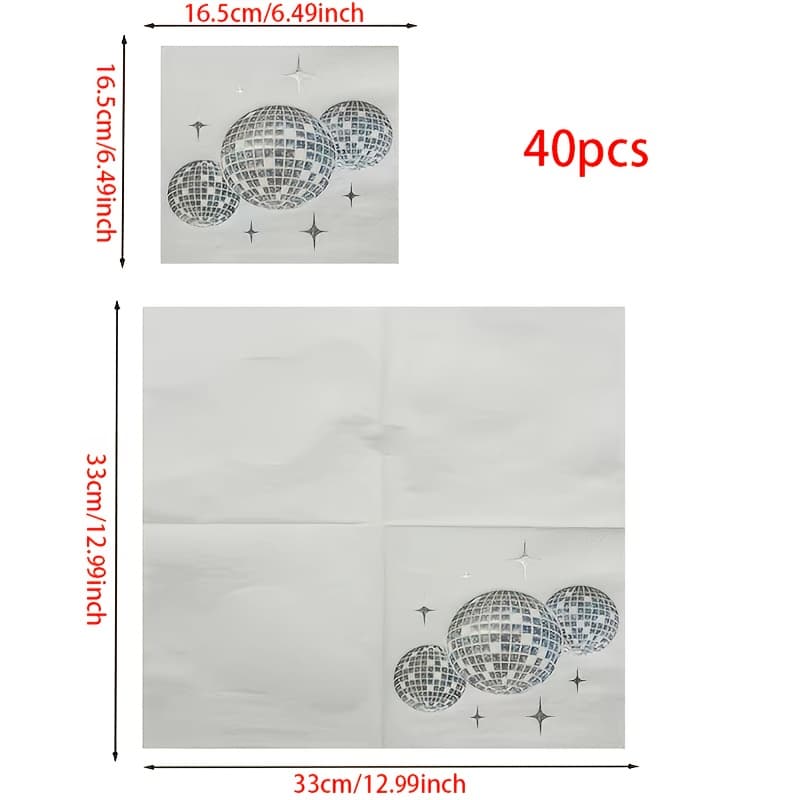 TEMU 20pcs/40pcs Disco Ball Napkins Disco Party Decoration Cocktail Napkin With Last Disco Bach 70s 80s 90s Party Supplies For Xmas Wedding Hip Hop Dance Party Decorations Favors Birthday