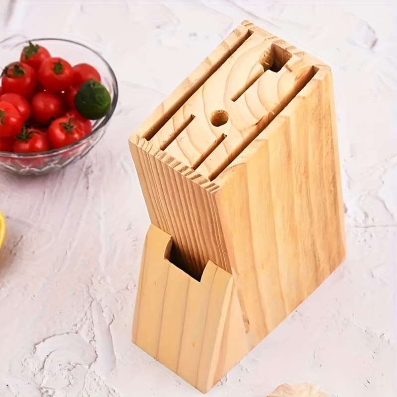 TEMU 1pc Knife Storage Rack With Chopping Board Base - Kitchen Countertop Storage For 4-6 Knives, Saving Space. Modern Minimalist Wooden Knife Rack, Suitable For Home Or Office As A Gift, , For Home