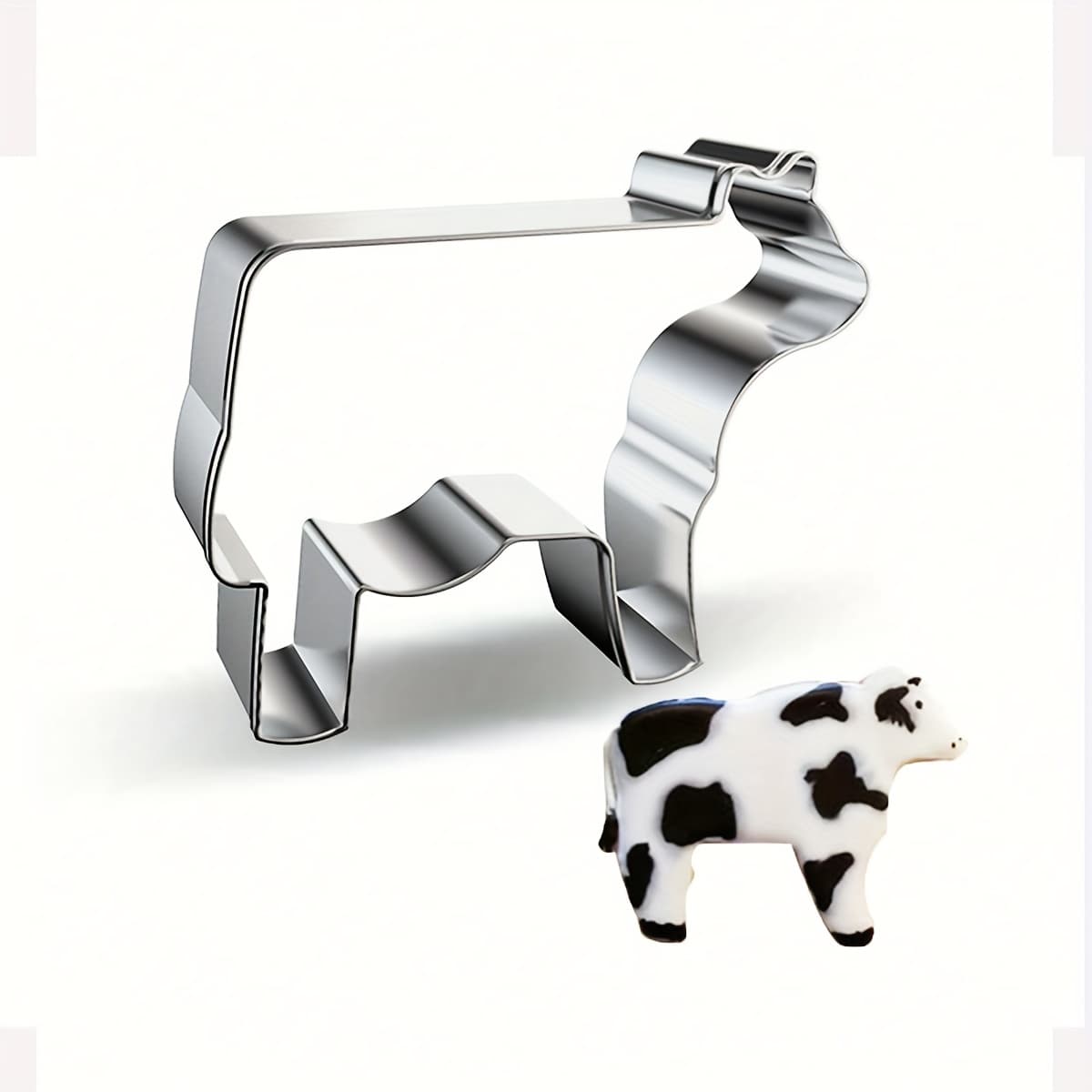TEMU Easter Stainless Steel Cookie Cutter Farm Cow Diy Cake Mold Baking Cutter 1pc