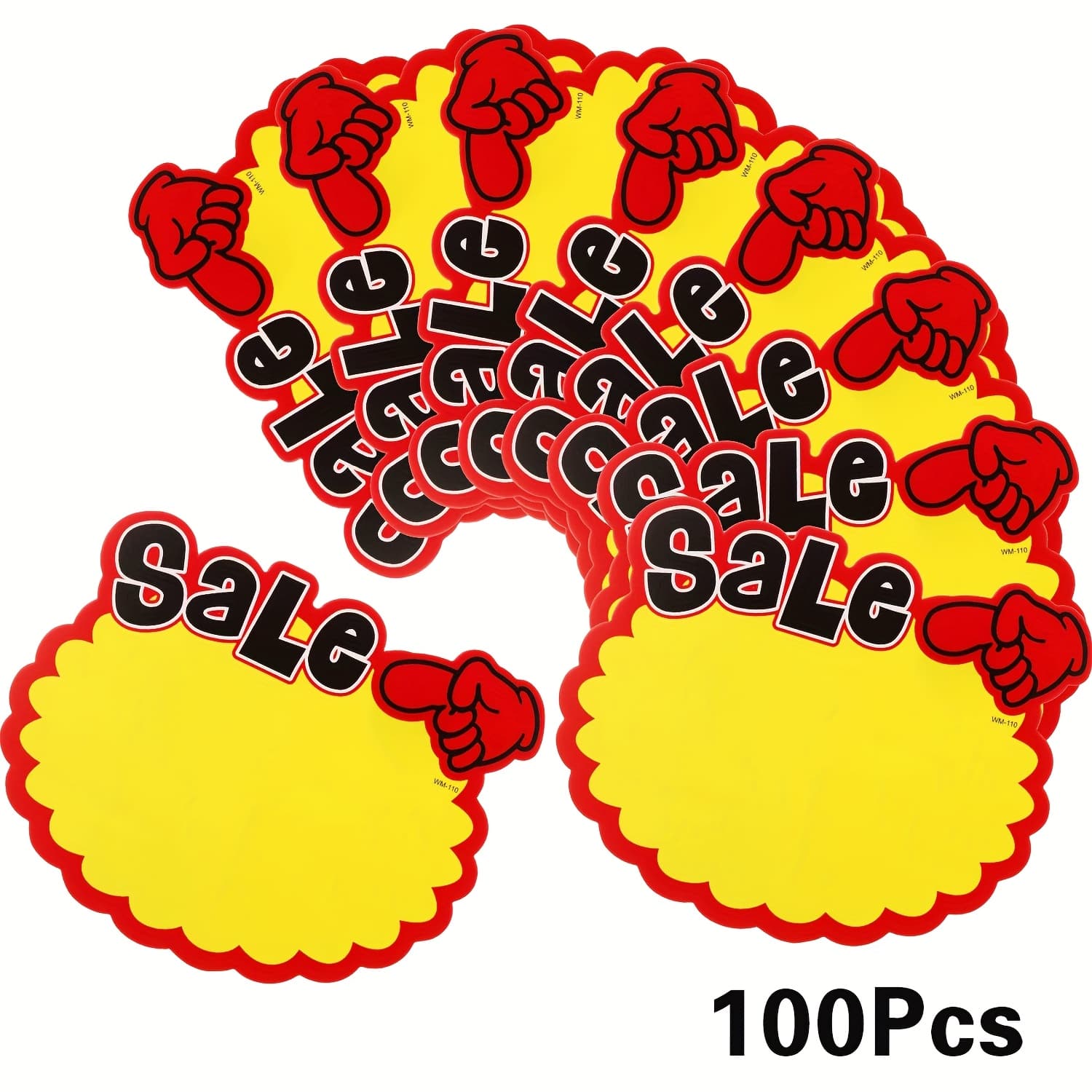 TEMU 100pcs Label Tags - Vibrant Red & Yellow, Blank Display Labels For Retail, Garage, Yard & Shop Promotion, With Easy-to-read Font, Shop Promotional Tags | Vibrant Label Design | Letterin