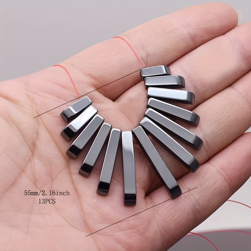 TEMU High-quality Natural Stone Special-shaped Square Black Hematite Beads For Jewelry Making Necklace Women Men Jewelry